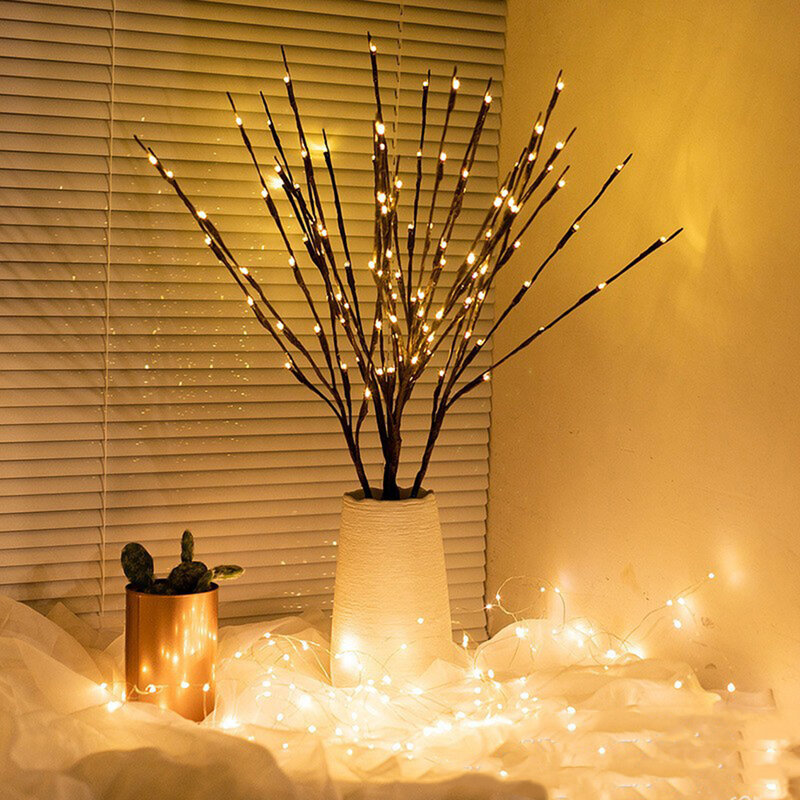 5 pezzi ramo di albero lampada luce notturna vaso di riempimento albero artificiale piccolo ramoscello festa romantica matrimonio decorazioni per la casa lampada da notte regalo