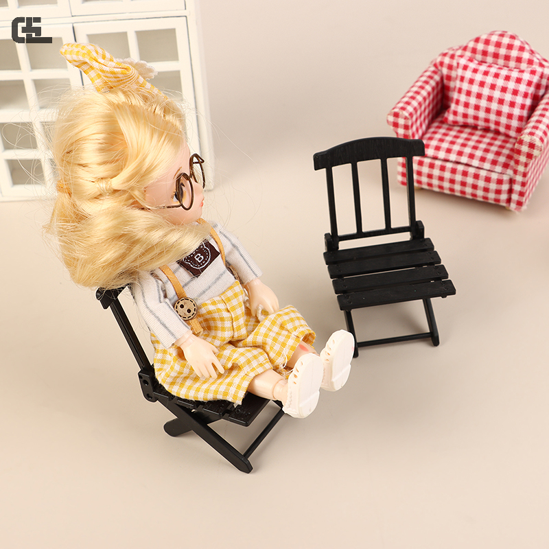 1/12 Dollhouse Foldable Beach Chair Model Dollhouse Mini Outdoor Casual Chair Dolls House Furniture Accessories