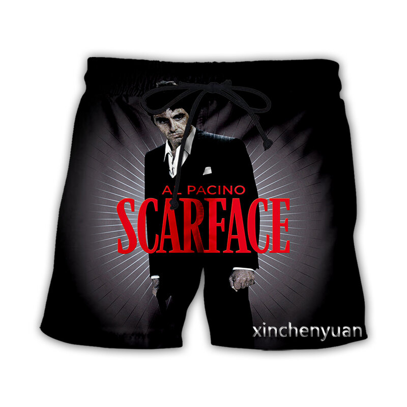 Scarface 3D impresso calções casuais para homens e mulheres, Streetwear solto, Streetwear esportivo, nova moda, L96