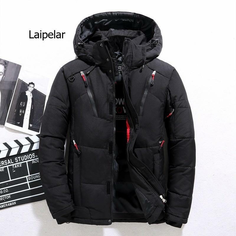 Brand Down Jacket Male Winter Parkas Men White Duck Down Jacket Hooded Outdoor Multi Pockets Thick Warm Padded Snow Coat Male