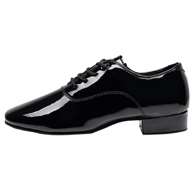 Sepatu dansa Latin lembut untuk pria, sepatu dansa Modern ukuran plus hak 2.5cm, sepatu dansa hitam Tango Ballroom Anak laki-laki sol lembut