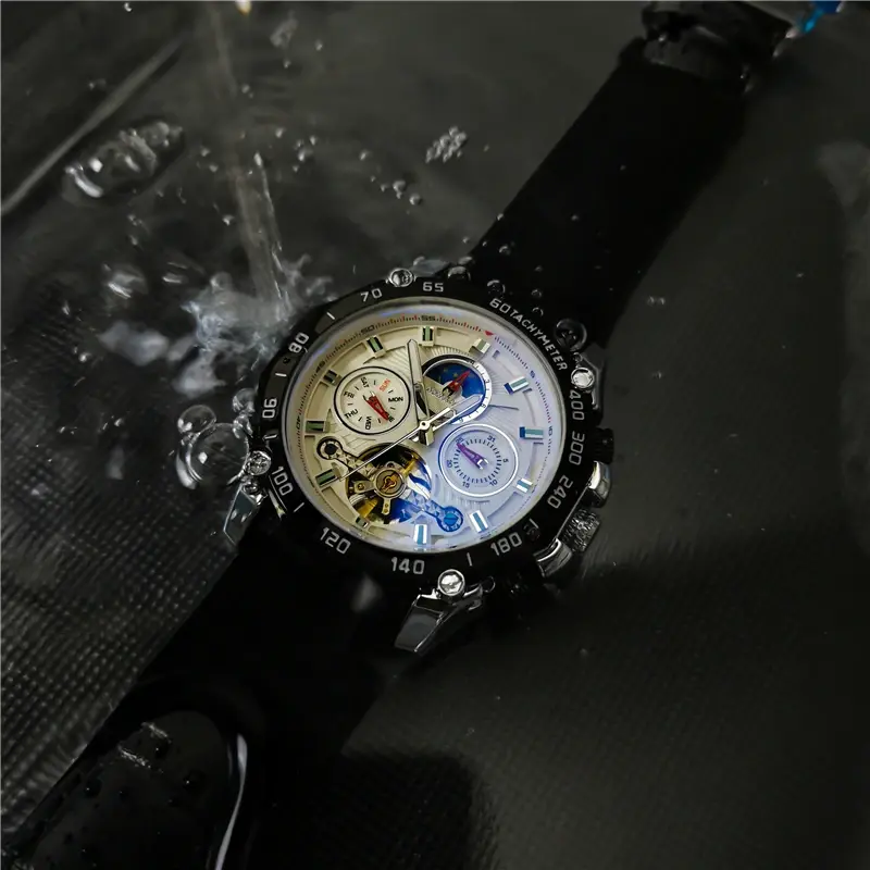 AOKULASIC Brand Golden Male Mechanical Watches Automatic Watch Men Multifunction Tourbillon Moon Phase Sports Wristwatch New