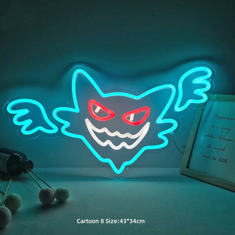 Anime Cartoon Neon Sign Led Lights Kawaii Animal Lamps Party Home Child Room Decor Neon Light Pet Wall Decoration Christmas Gift