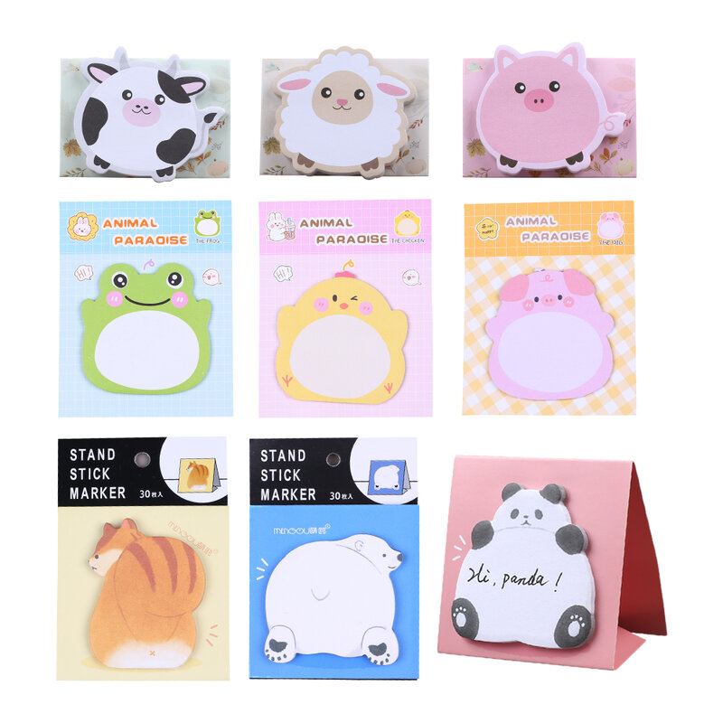 Funny Cute Kawaii 3D Standing Paper Memo Pads Cat Dog Post Sticky Notes Kids Girl notepad Tab cancelleria estetica all'ingrosso