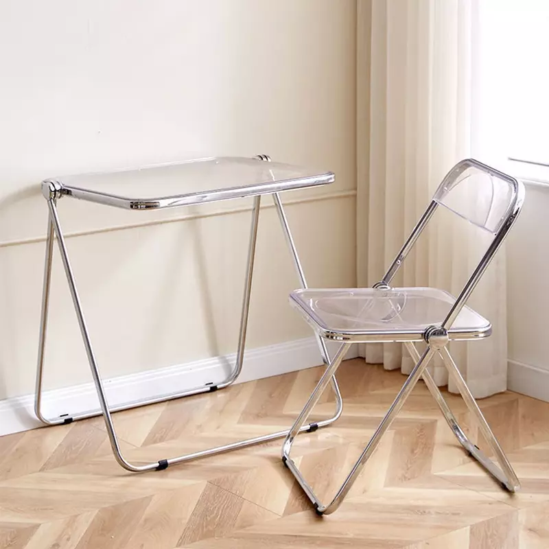 심플한 디자인의 투명 접이식 의자, 아크릴 INS 스타일, 북유럽 접이식 식당 의자, 가정용 야외 그라데이션 거실