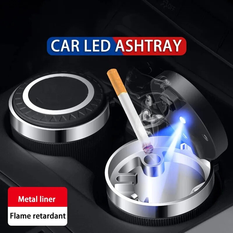 Detachable Car Ash Tray Designed With Lid Secure Lid Stylish And Durable Accessories Clear Visibility Night Vision