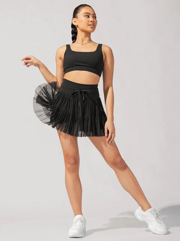Nowy w 2024 wiosenny letni plisowana spódnica sportowy z spodenki zabezpieczające kobietami w jednolitym kolorze spódnice do tańca Streetwear z wysokim stanem