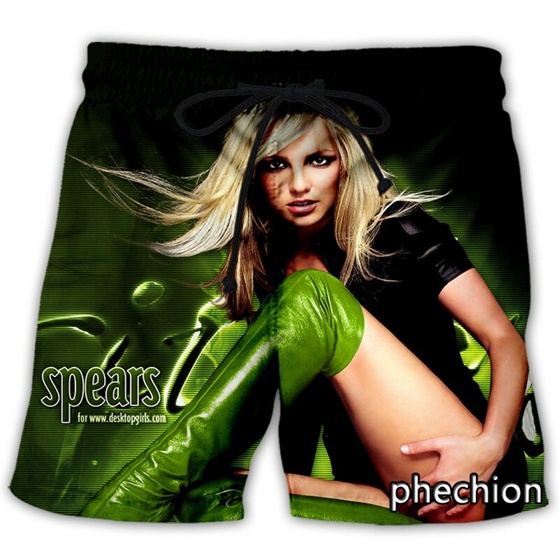 Phechion-신제품 남성/여성 브리트니 스피어스 3D 프린트 캐주얼 반바지, 패션 스트리트웨어 남성 루즈핏 스포츠 반바지 A206