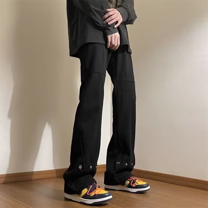 Jeans americanos de rua alta para homens, hetero jovem, Harajuku simples BF, vibe com todos os jogos, chique bonito da moda, casual Harajuku