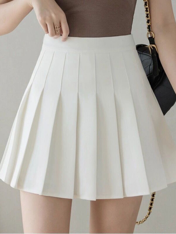 Kalevest-Mini saias plissadas brancas femininas, estilo coreano, cintura alta, escola, curto, kawaii, japonês, rosa, menina doce, Y2k