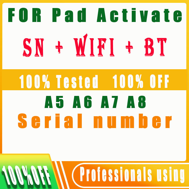 Numéro de série pour iPad 2, 3, 4, 5, 6, 7, Air 1, 2, Pro 10.2, 12.9, IPAD mini 1, 2, 3, mersible, WiFi, BT, adresse pour activation Pad