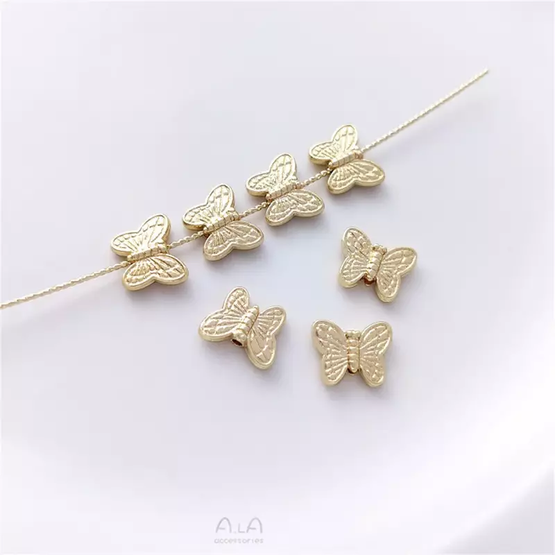 1 stücke 14 Karat Gold beschichtet DIY Zubehör Schmetterling durch Loch getrennt Perle hand gefertigte Kette Ohrschmuck hand gefertigte Materialien