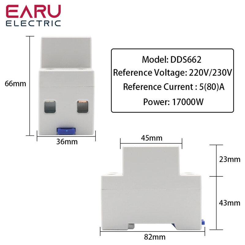 Single Phase Two Wire LCD Digital Display Wattmeter Power Consumption Energy Electric Meter KWh AC 230V 50Hz Electric Din Rail
