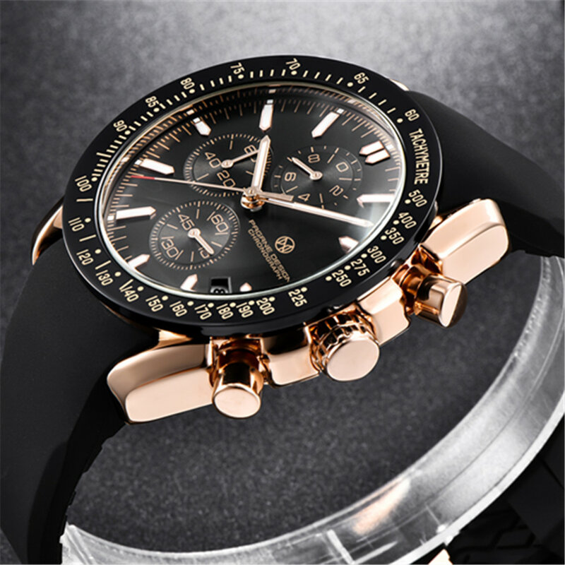 PAGRNE DESIGN 2022 nuovo orologio al quarzo da uomo da 45mm in lega sportiva 30m cronometro automatico impermeabile orologio moda Reloj Hombre