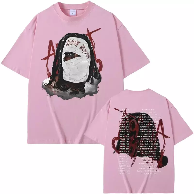 Camiseta grande para homens e mulheres, manga curta, rapper Lil Durk, turnê de cura, hip hop, moda vintage, casual 100% algodão