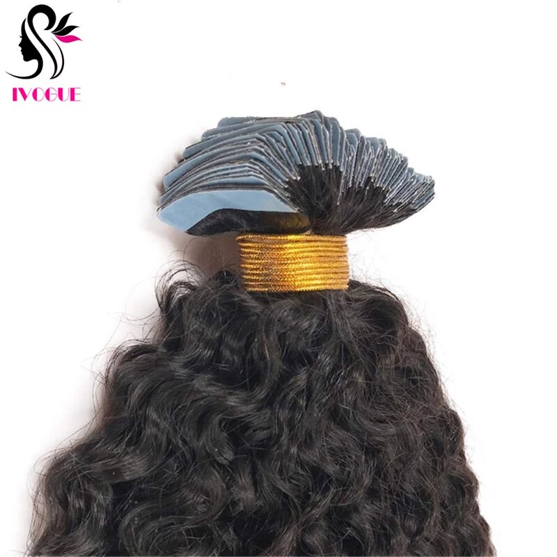Yaki fita reta em extensões de cabelo humano kinky reta da pele trama adesivo invisível peruano remy fita de cabelo em para as mulheres