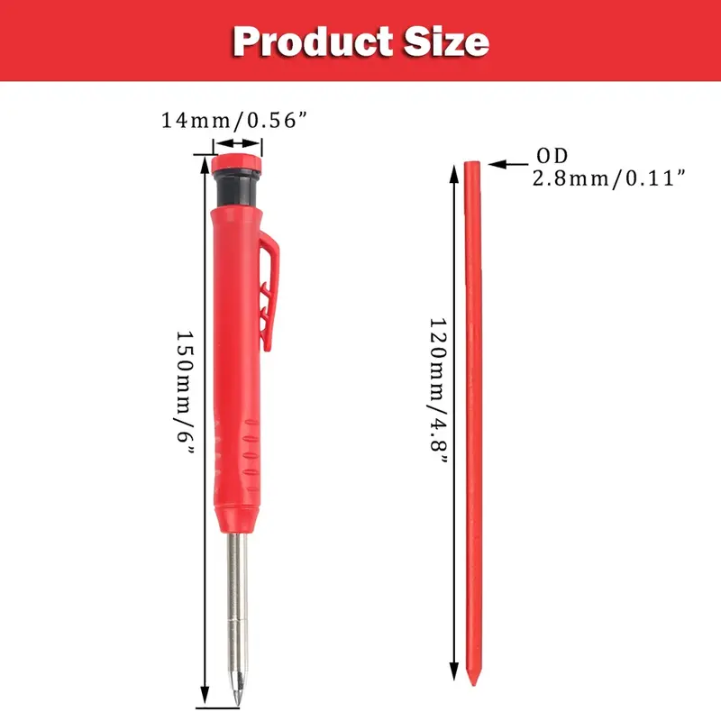 Solid Carpenter Mechanical Pencil For Construction Woodworking Long Head Carpenter Pencil With Sharpener Stationery Supplies