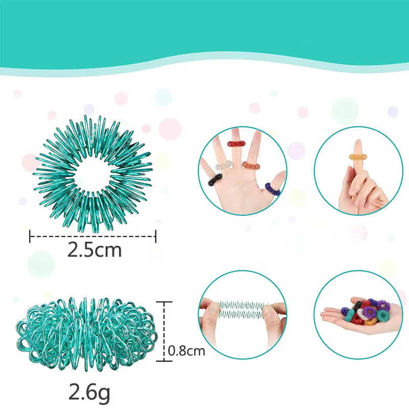 5-15pcs Acupressure Rings Spiky Sensory Finger Rings Set for Teens  Adults Stress Reducer Massager Stress Relief Fidget Toys