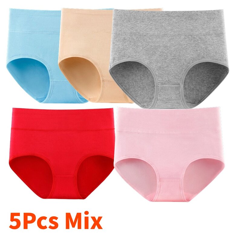 5Pcs Lots Sets Women's Panties XL XXL XXXL 4XL 5XL Brief Sexy Lingerie High Waist Cotton Plus Size Female Underwear Oversize