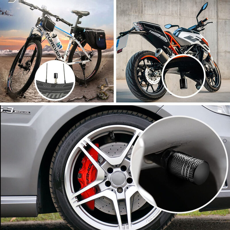 8 Buah Penutup Batang Pelek Ban Penutup Roda Otomatis Anti Debu Penutup Puting Logam Campuran Aluminium untuk Mobil dan Sepeda Motor Sepeda
