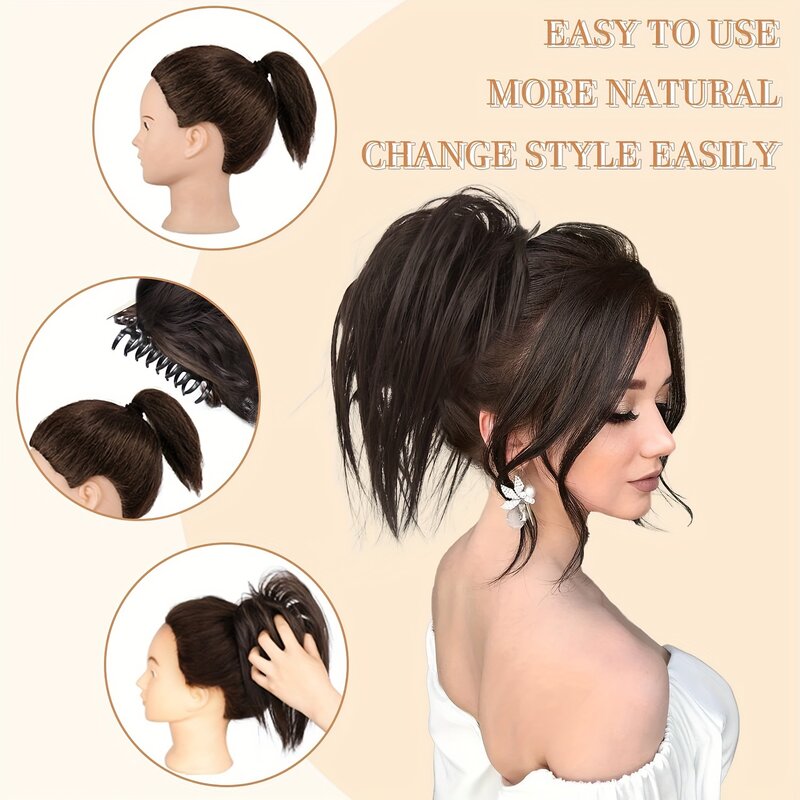 Messy Bun Chignon Claw Clip in Ponytail Hair Extensions wigs Synthetic Wavy Curly Tousled Updo Hair Buns Hairpieces Scrunchie