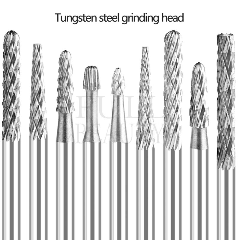Arte do prego tungstênio carbid broca cortador de moagem cutícula elétrica polimento limpo para manicure acessórios ferramenta boné NLWGT01-34