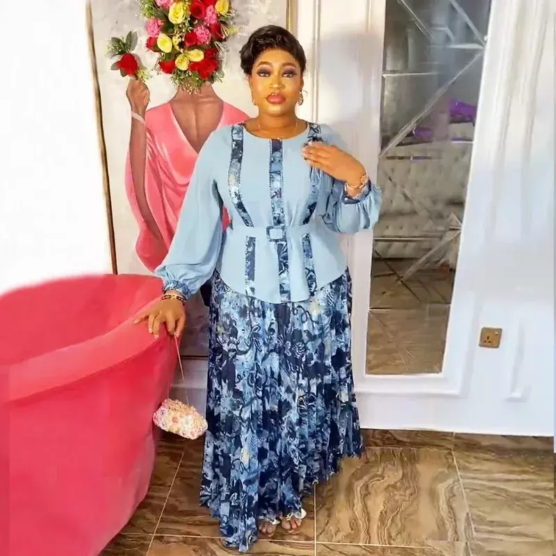 Plus Size Afrikaanse Elegante Feestjurken Voor Vrouwen 2024 Nieuwe Mode Chiffon Maxi Lange Jurk Kaftan Moslim Jurk Dames Kleding