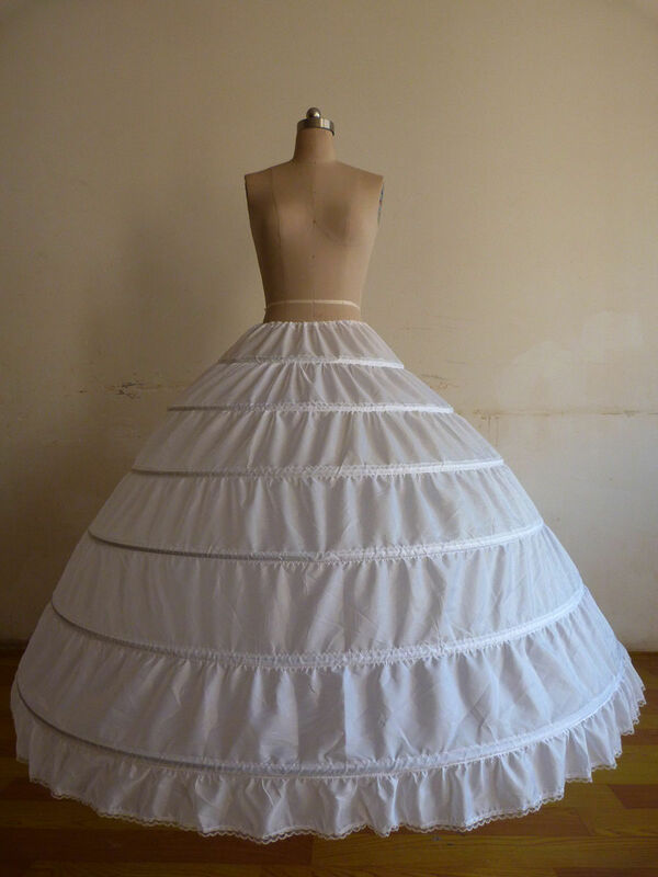 Enagua antideslizante de crinolina para vestido de novia, 6 aros, Blanco/Negro, envío rápido, en Stock