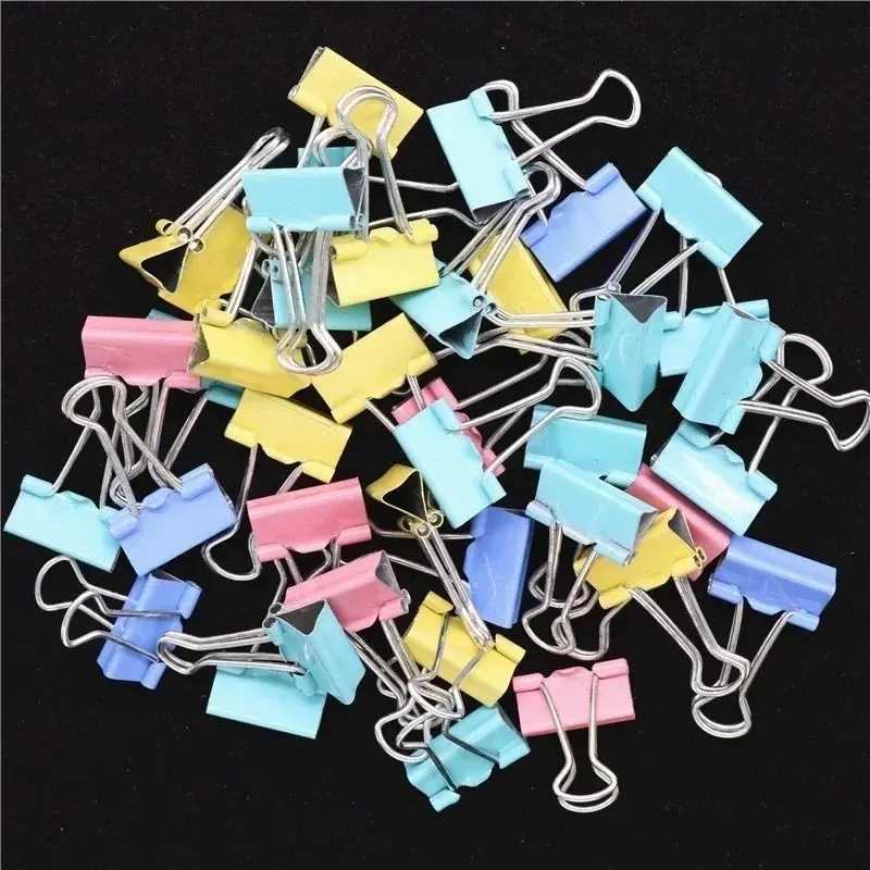 50Pcs Set Long Tail Clip Black Multicolor Metal Binder 15 Mm Note Paper Clips Office Material Document Binding Fixing Paperclips