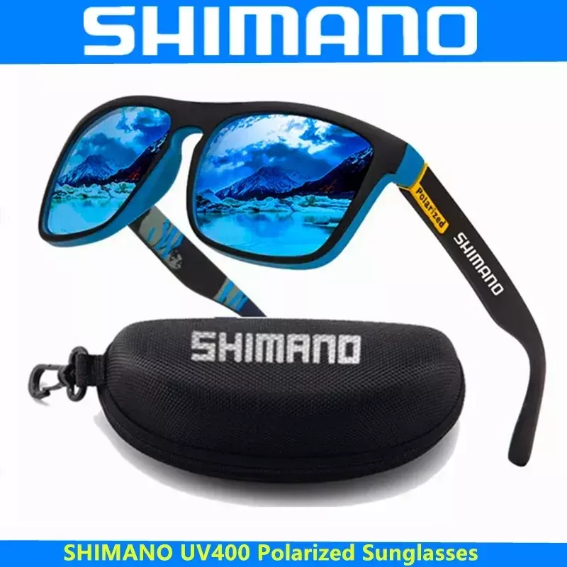 Shimano-Óculos Polarizados Masculinos e Femininos, Proteção UV400, Ao ar livre, Caça, Pesca, Condução, Bicicleta, Caixa Opcional