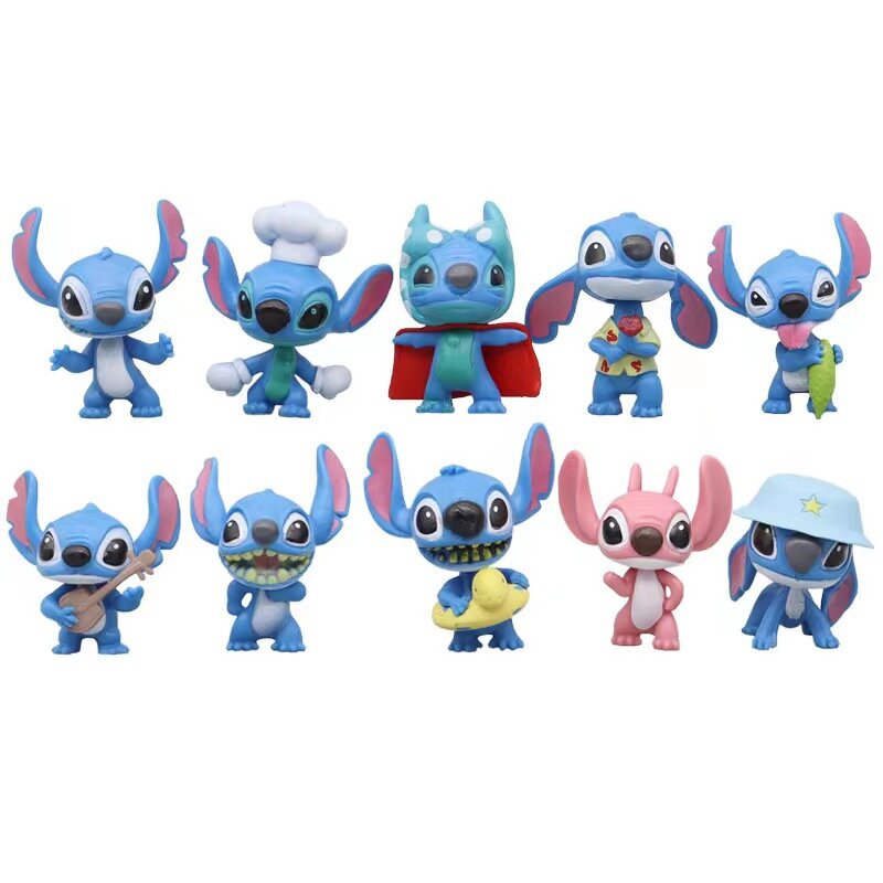 10pcs Disney Mini Stitch Toy Figurines Action Figure Cute Pendant Cartoon Doll Party Supply Decoration Toys Kids Birthday Gifts