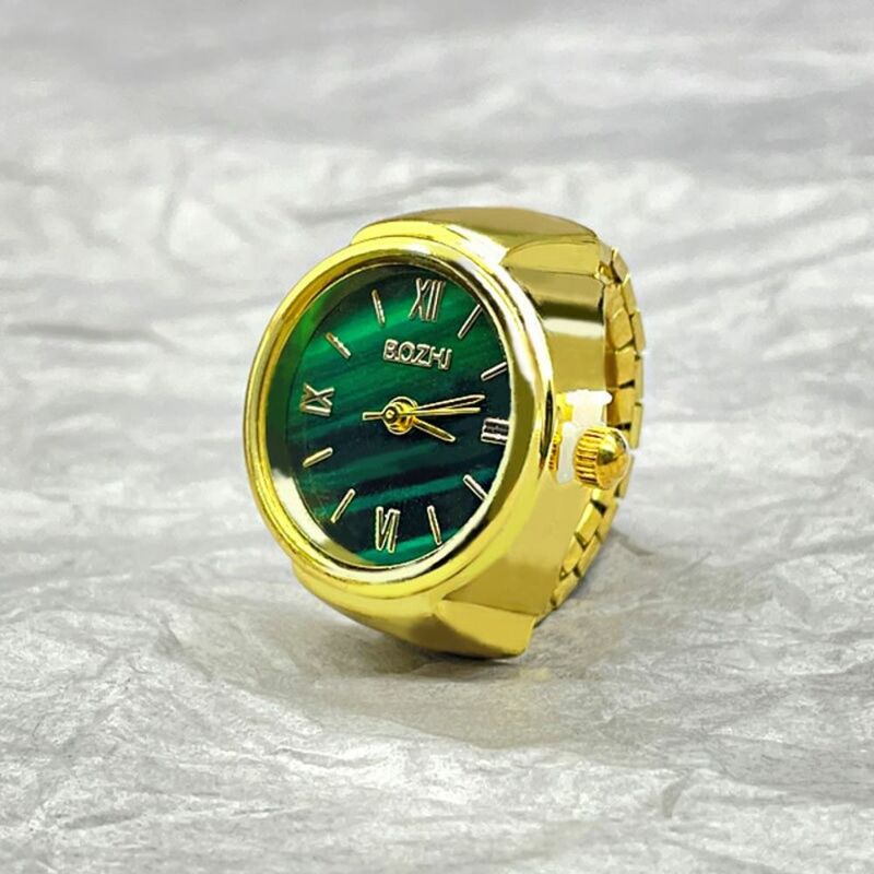 Vintage Cadeau Mode Elastische Rekbare Ringen Digitaal Horloge Rond Quartz Vingerringen Ring Horloge