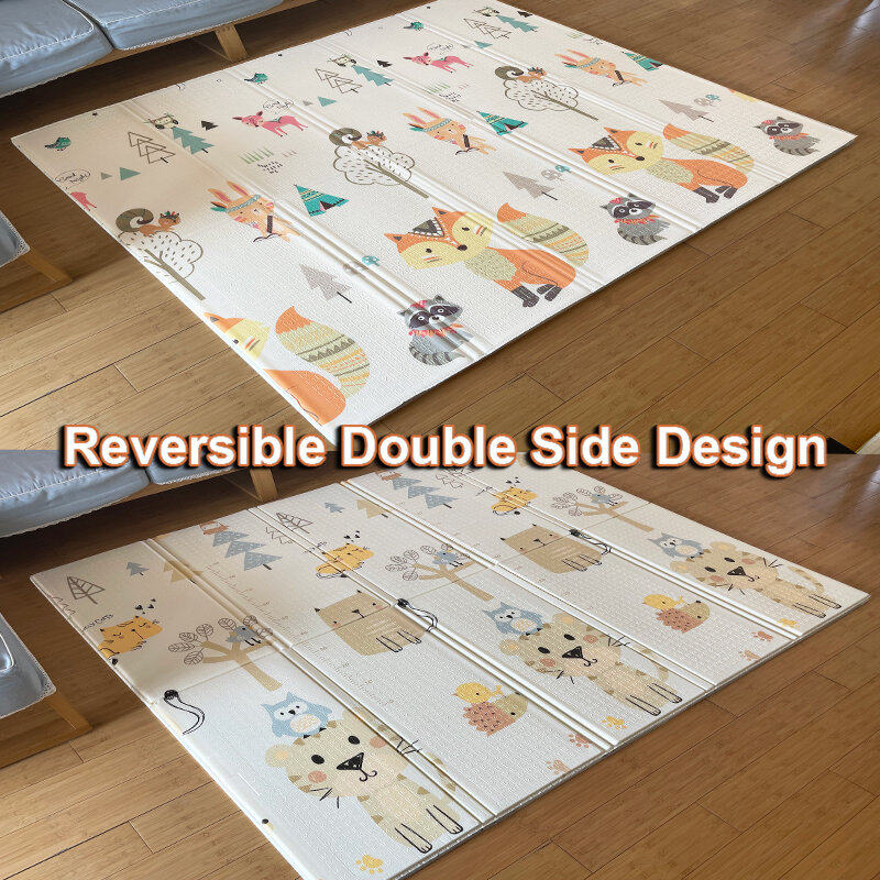 200*180cm Baby Playmat Foldable XPE Play Mat Kid Soft Floor Mat Nursery Cartoon Activity Game Pad Double Surface Baby Carpet