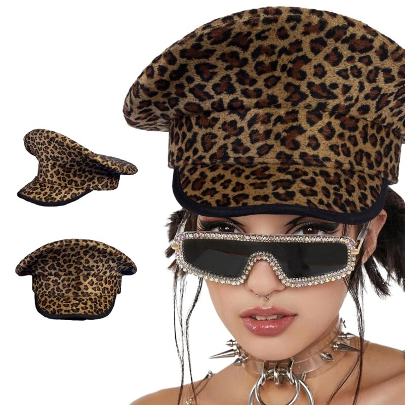 Sombrero capitán sexy Boina con estampado leopardo Sombrero capitán para actor actriz