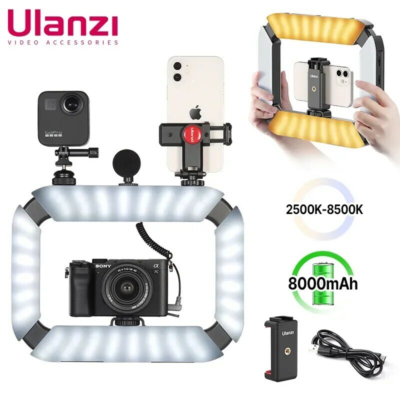 Ulanzi-anillo de luz LED para teléfono inteligente, accesorio de iluminación 2 en 1 con zapata fría para micrófono, Tiktok, Youtube, U-200, U200