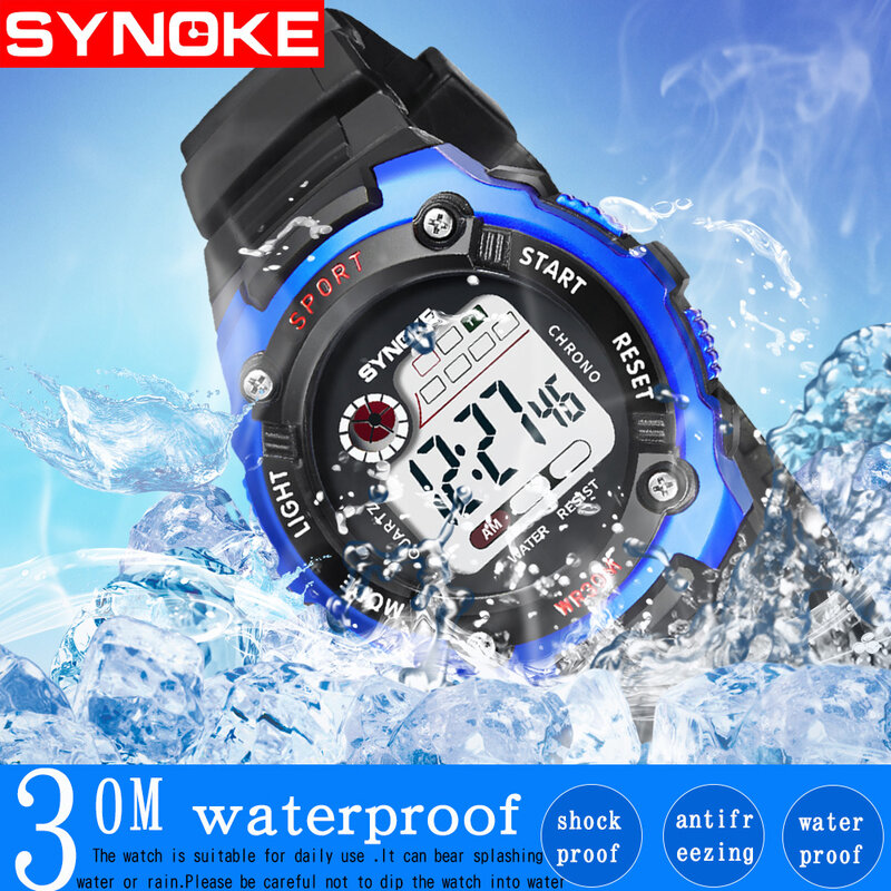 SYNOKE-reloj deportivo para niño y niña, pulsera Digital LED, resistente al agua, electrónico