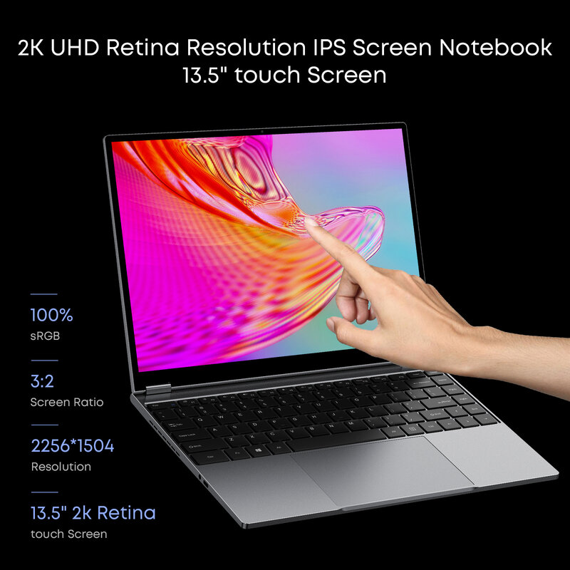 CHUWI FreeBook Tablet Laptop 2 In 1, Laptop 13.5 "FHD layar sentuh Intel N5100 N100 i3-1215U 12GB LPDDR5 512G WIFI 6 2256*1504