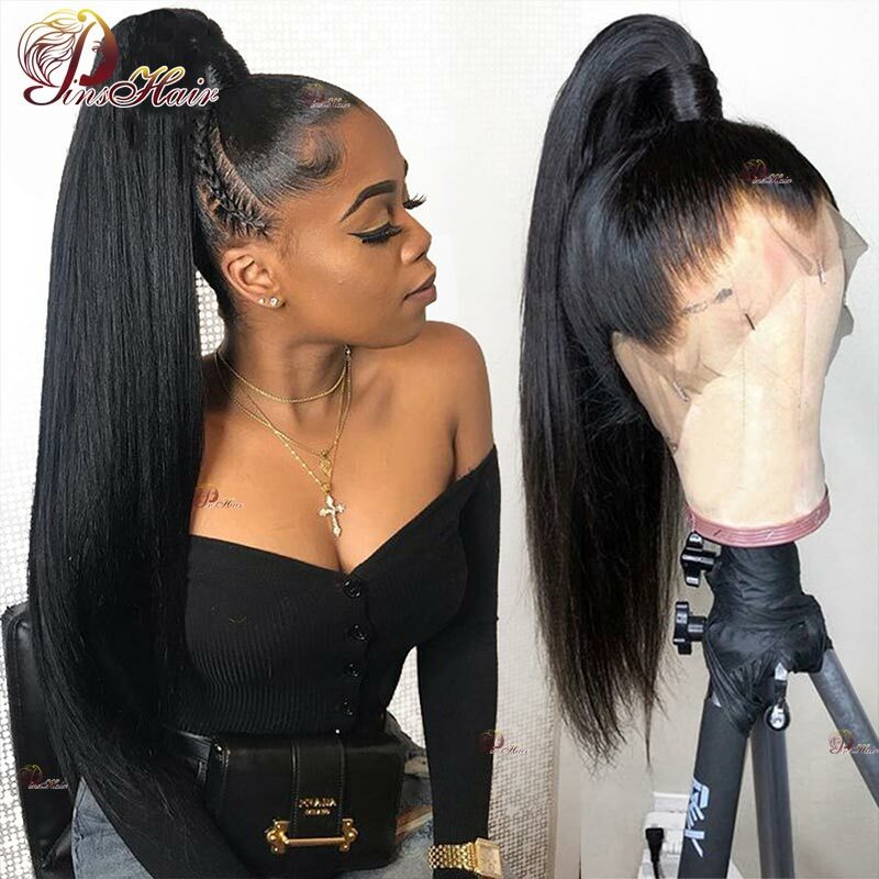 Straight 13x6 Transparent Lace Front Wig Human Hair Pre-Plucked 180% Brazilian Natural Black 13x4 Lace Frontal Wig For Women 34