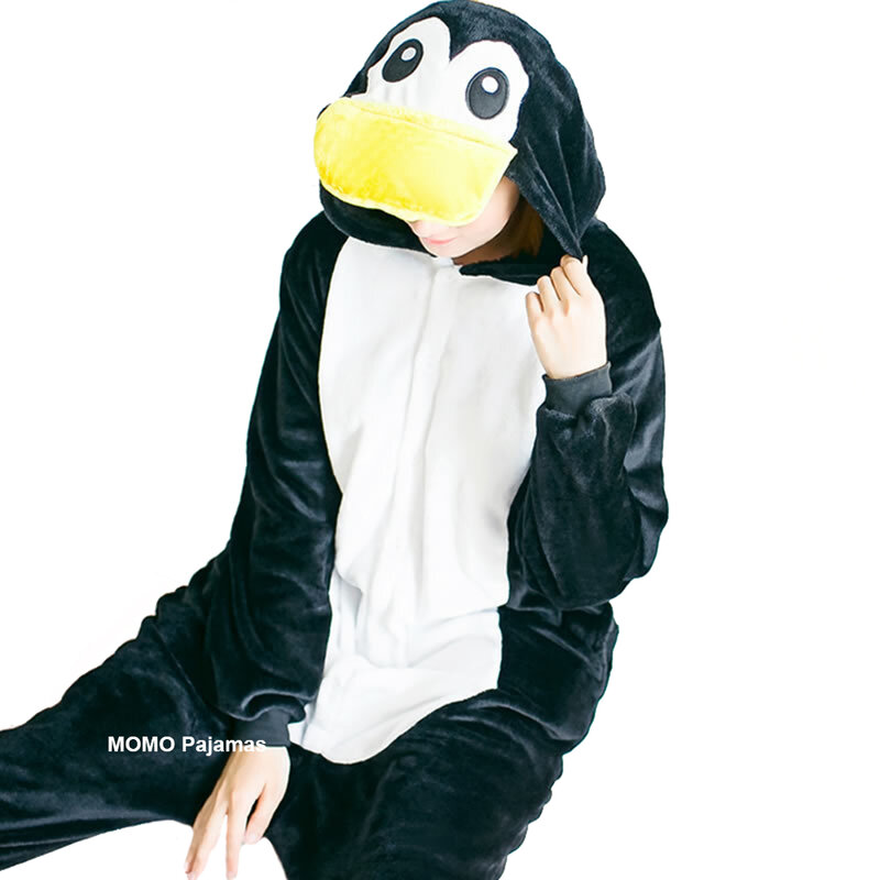 Piyama Penguin dewasa, baju terusan satu potong, kostum Cosplay Natal Halloween, pakaian tidur hewan untuk pria dan wanita
