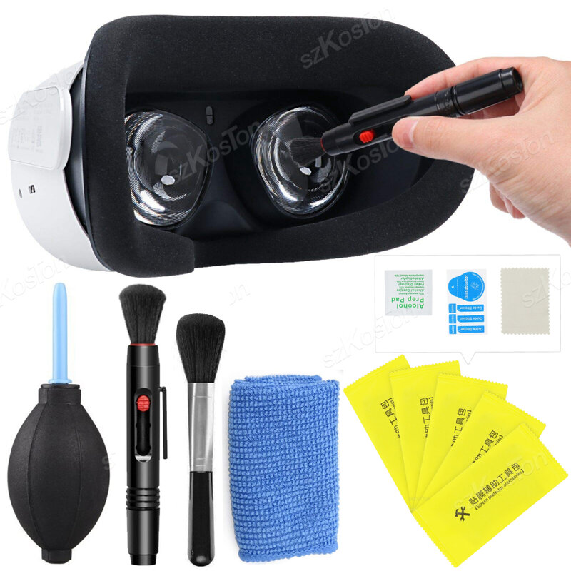 Kit di pulizia per cuffie VR universale penna per la pulizia delle lenti ottiche antigraffio compatibile con Vision Pro Quest 2 Quest 3 PSVR2 Pico 4