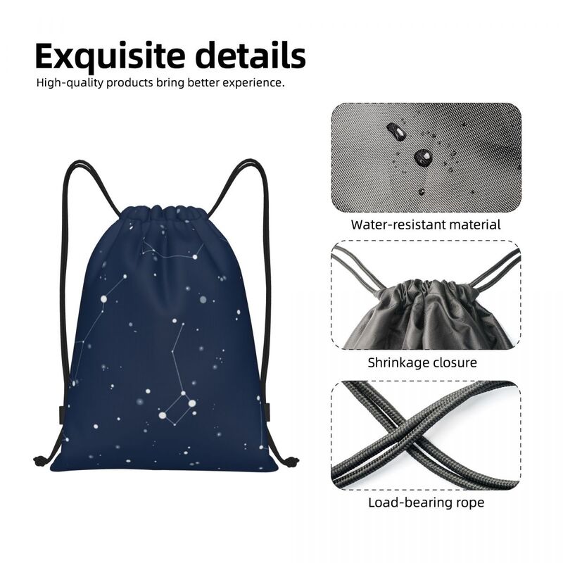 Custom Navy Night Sky Drawstring Backpack Bags Men Women Lightweight Space Galaxy Gym Sports Sackpack Sacks for Training