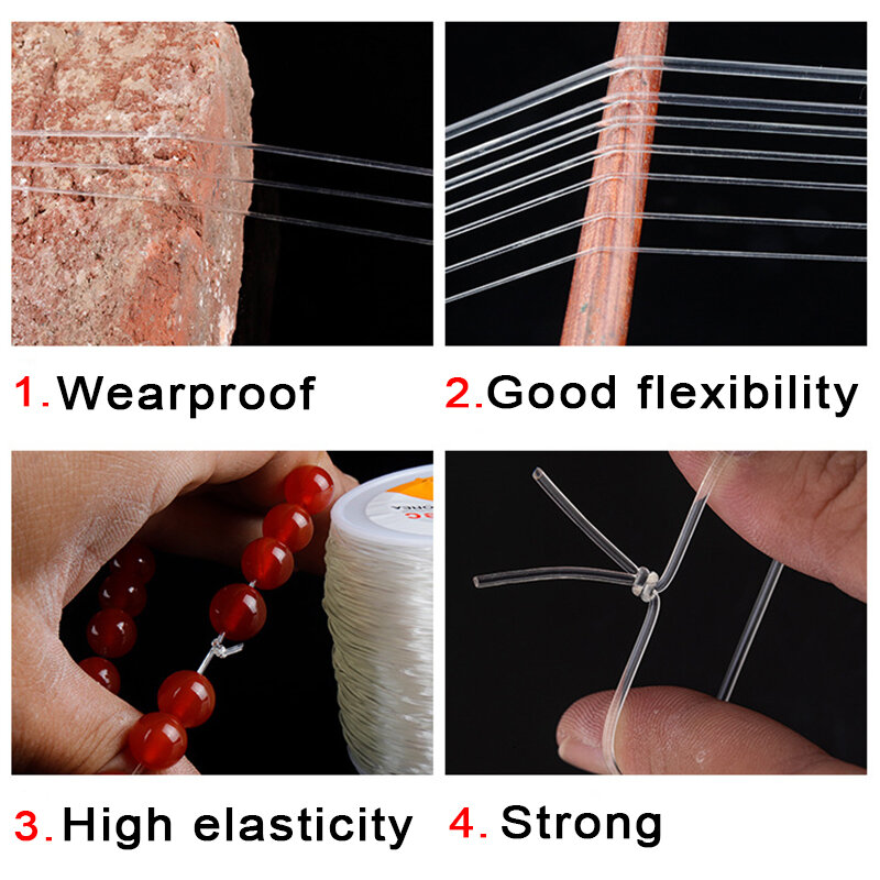 100M Sterke Elastische Crystal Rijgdraad Cord Sieraden Maken Ketting Armband Diy Kralen String Rekbaar Dikte 0.4-1mm