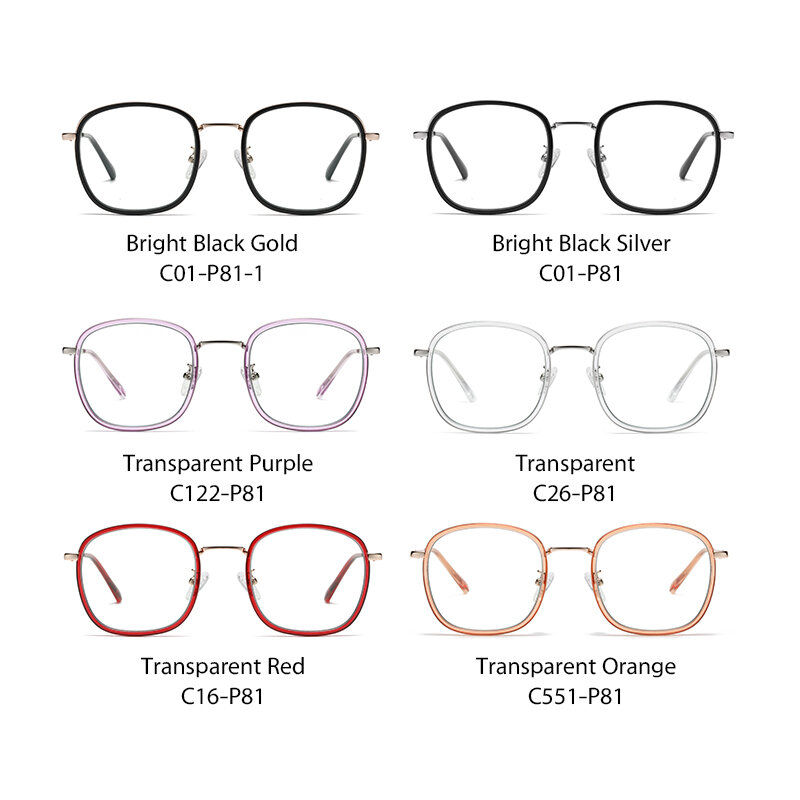New Women's Anti Blue Light Blocking Glasses TR Metal Retro Square Eyeglasses Frame Eyewear UV Men Myopia Reading Glasses