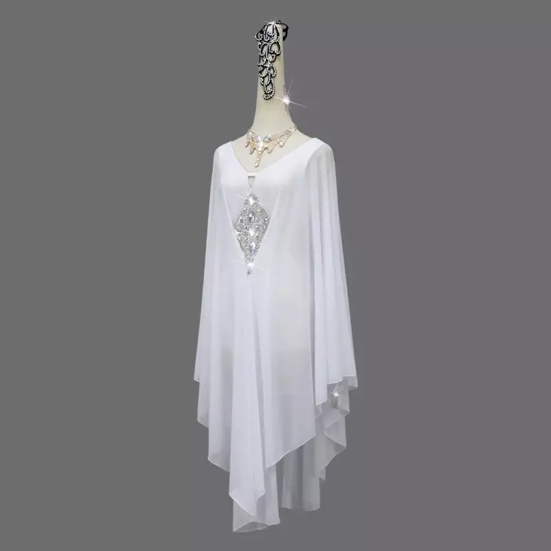 White Ballroom Dress Latin Dance Women Competition Costume Girl Clothing Line Skirt Standard Dresses Woman Female Suit Womens
