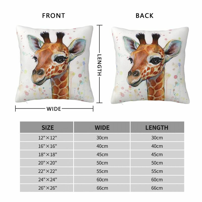 Baby Giraffe Watercolor Painting Square Pillowcase Pillow Cover Cushion Decor Comfort Throw Pillow for Home Living Room