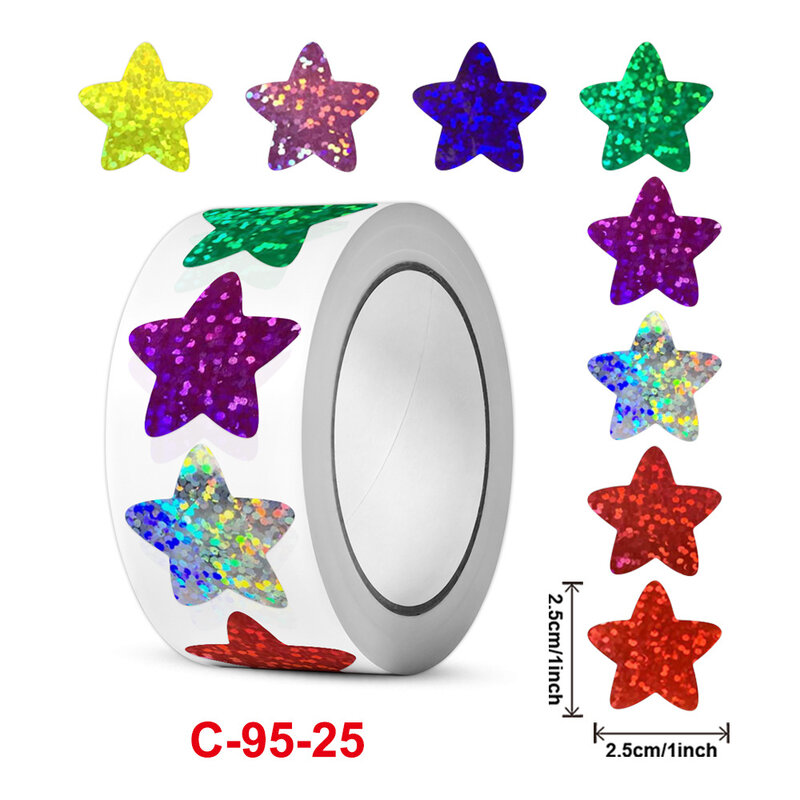 100-500 pz Laser Cartoon Star Reward Stickers Corlorful Stickers adesivi stella ricompensa grafico giocattolo decorativo regali etichette adesive