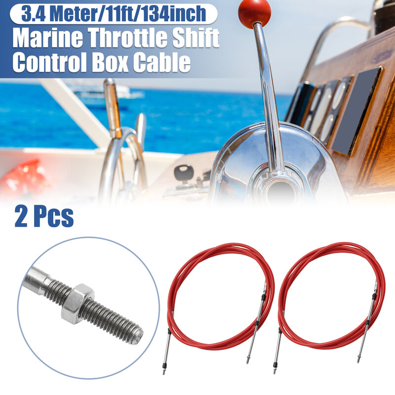 Motoforti 2pcs 6-19ft 1.8M-5.8M Marine Throttle Shift Remote Control Box Cable for Outboard Engine Boat Motor Steering System