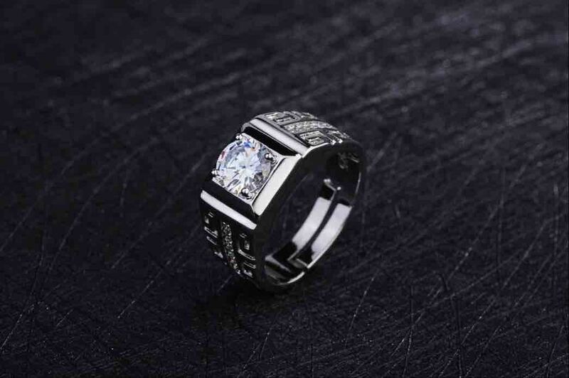 925 Sterling Silver Fine Crystal Anéis Abertos para Homens e Mulheres, Grandes Encantos, Festa de Casamento, Moda, Designer de Jóias, Casal Presentes