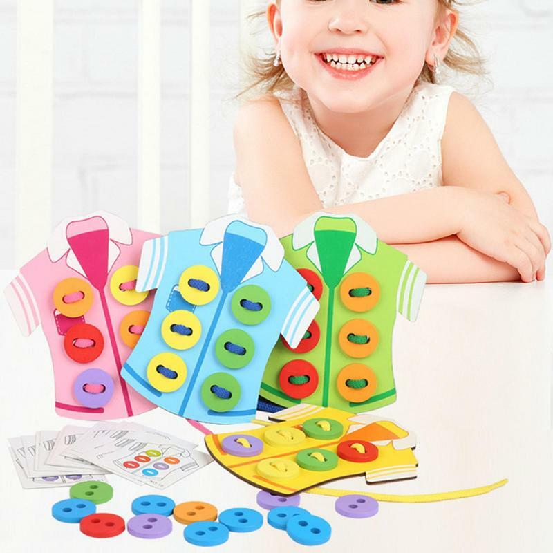 Learn To Dress Toy Early Learning Montessori Toys Wooden Clothes String Toy Fine Motor Skills Development Teaching Aids For Kids