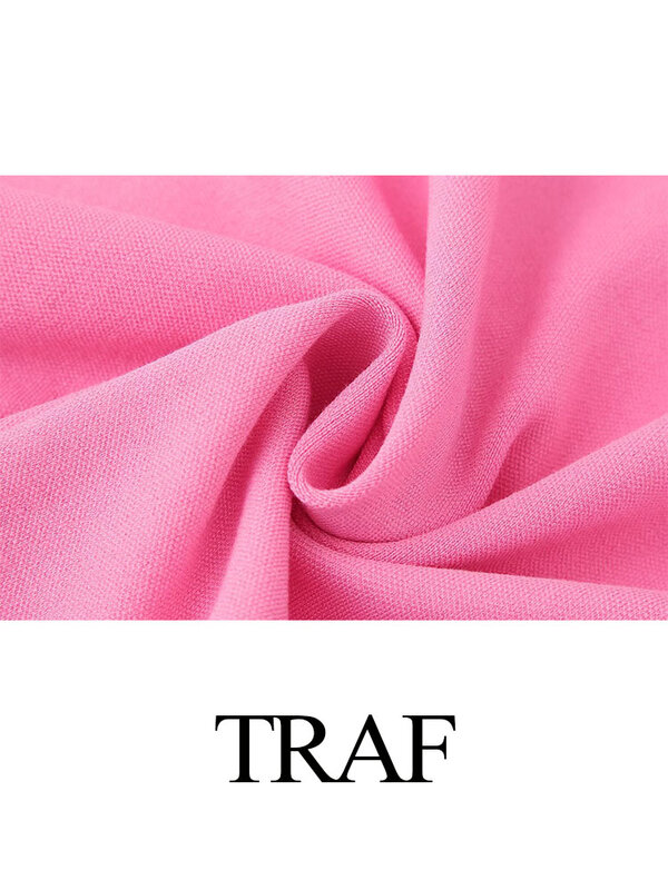 TRAF-vestido Midi Retro con hombros descubiertos para mujer, ropa Sexy sin tirantes, con espalda descubierta, elástica, informal, 2024